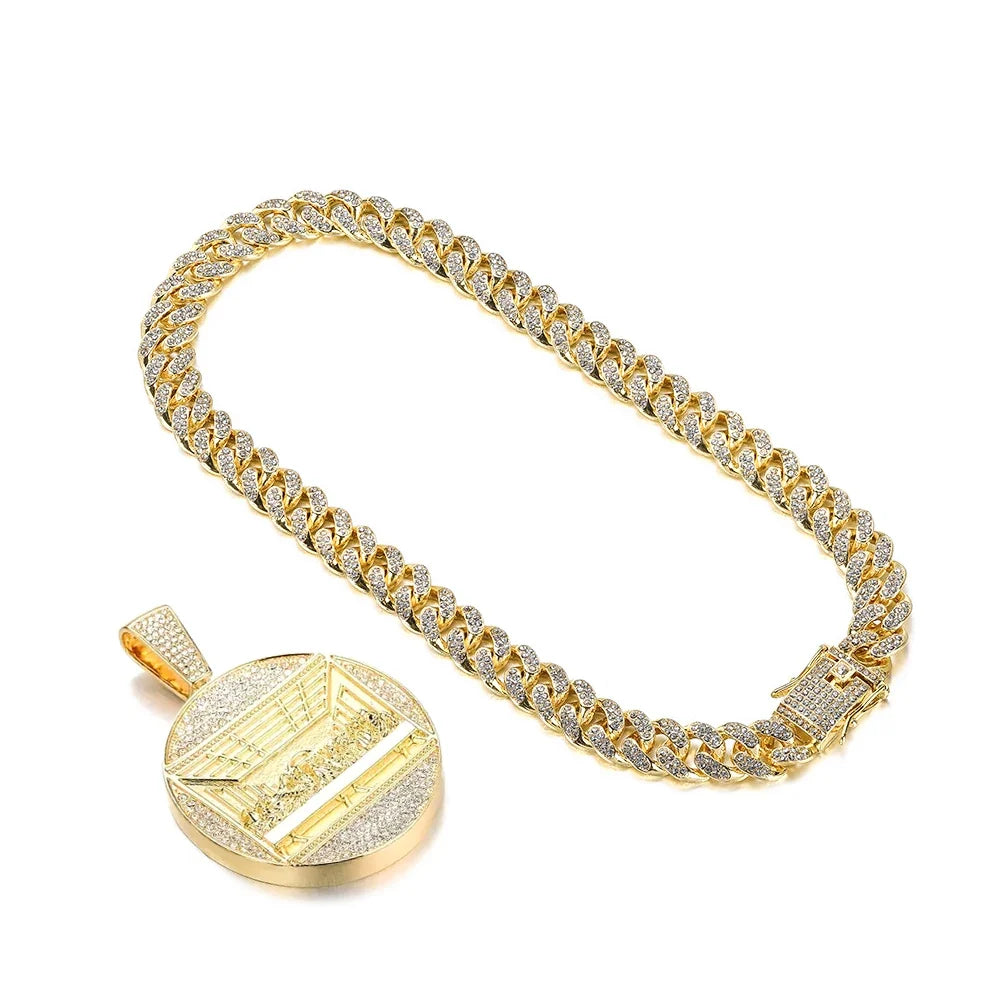 New Last Supper Pendant Cuban Chain Necklace With 14mm Iced Out Chain Fashion Hip Hop Men Charm Pendant Tennis Necklaces Jewelry