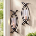 SET OF 2 WALL CANDLE HOLDER with GLASS SHADE
