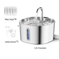 ZYFeeder 2.2L Automatic Cat Water Fountain Square Stainless Steel Pet Water Feeder Dog Water Fountain with window（No 5V 1A Plug）