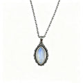 Vintage 925 Sterling Silver Necklaces with Natural Moonstone 12*6MM Simple Pendant Necklaces Party Fine Jewelry For Women Men