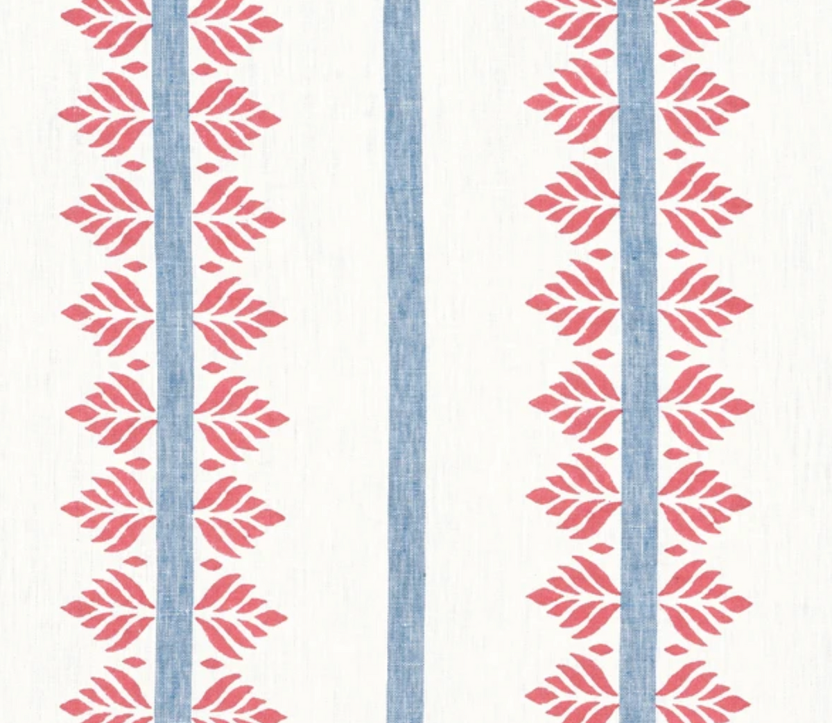 Fern Stripe Pillow Cover in Red and Blue, Thibaut Pillows