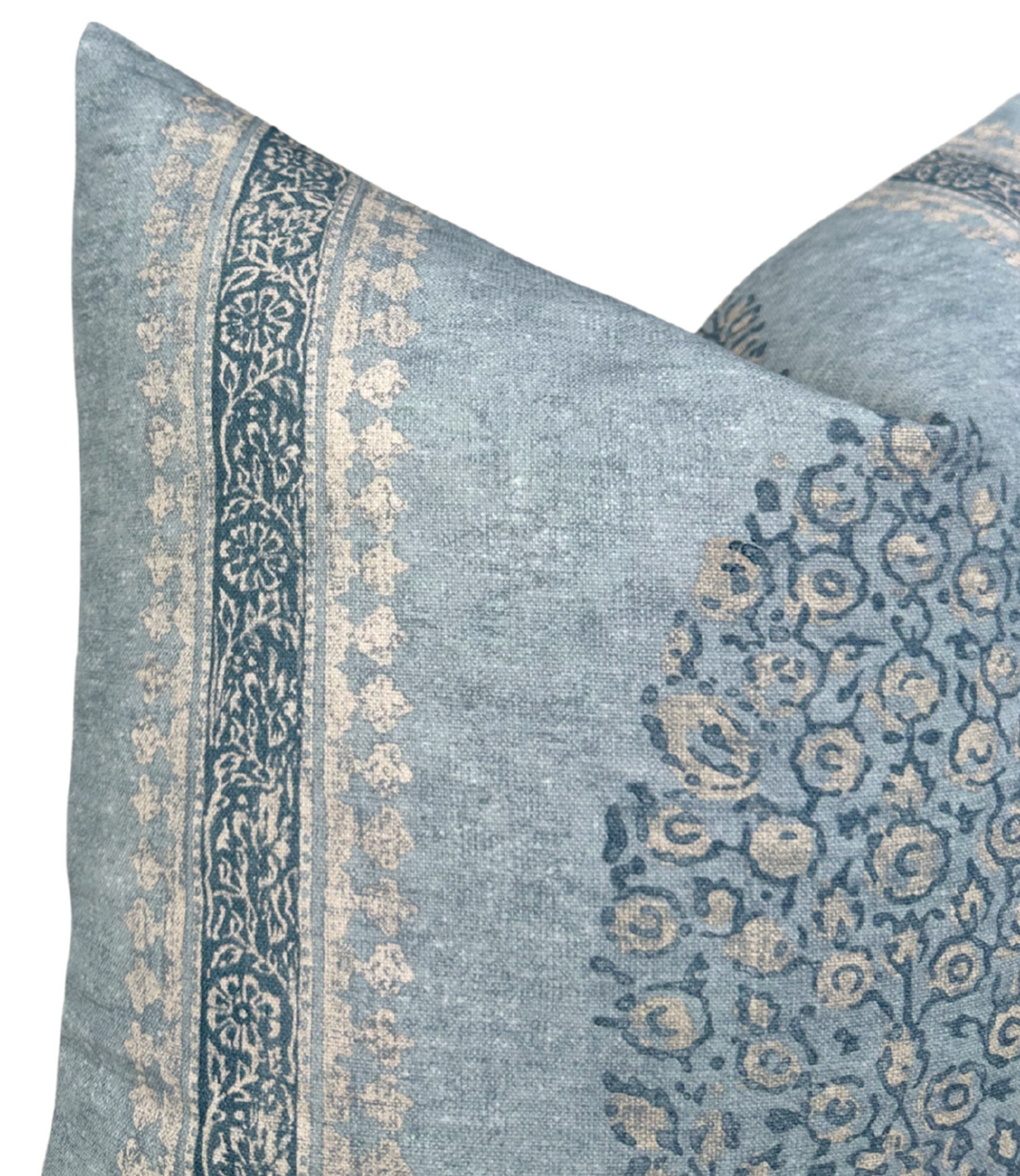 Ready to Ship, 22x22 Chappana Floral Pillow Cover in Slate Blue, Thibaut Pillows