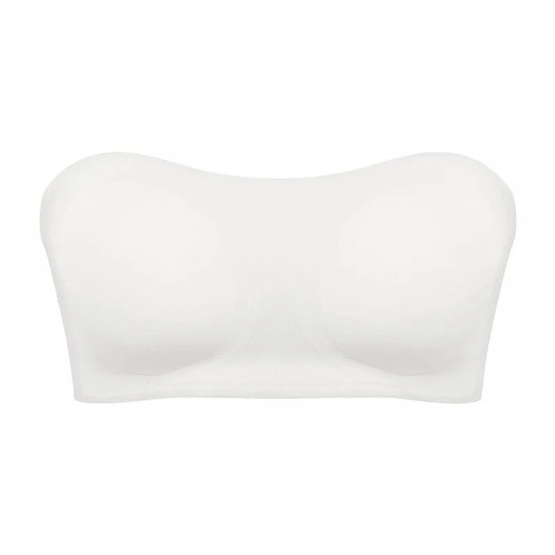 Women's Sexy Strapless Push Up Bra Removable Padded Seamless Ice Silk Top Women Invisible Beauty Back Anti-slip Off-shoulder Bra