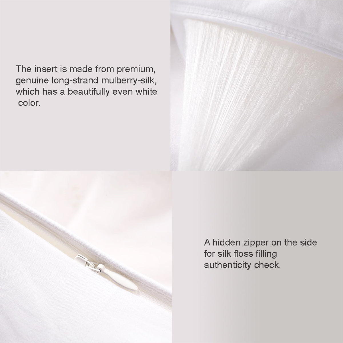 100% Mulberry Silk Filled Pillow Insert, Soft (v.s. firm, medium)