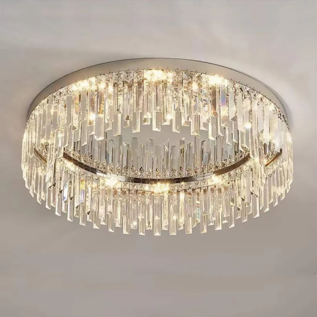 Silver Round Crystal Ceiling Lamp