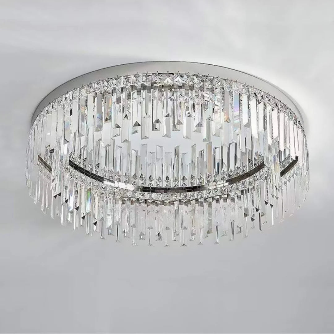 Silver Round Crystal Ceiling Lamp