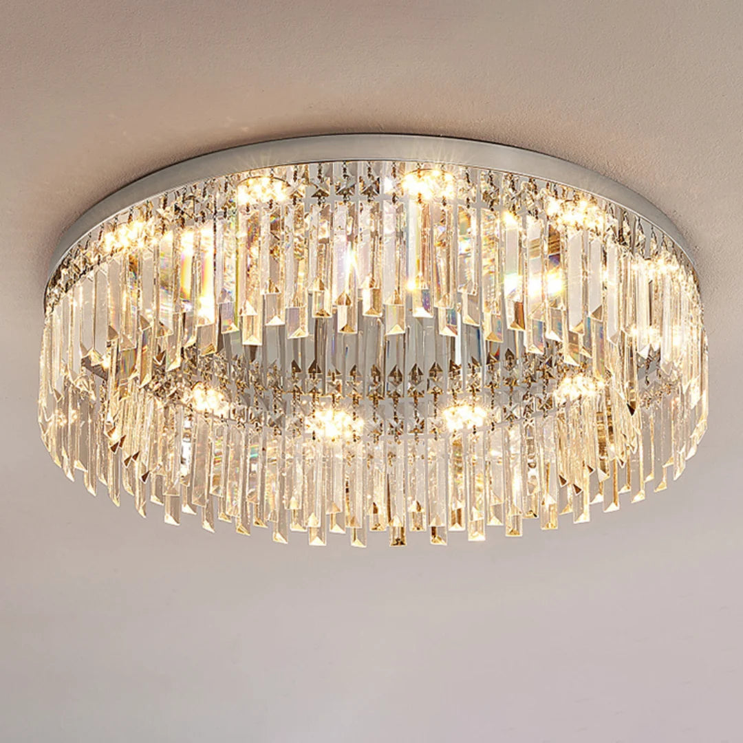 Silver Round Crystal Ceiling Lamp