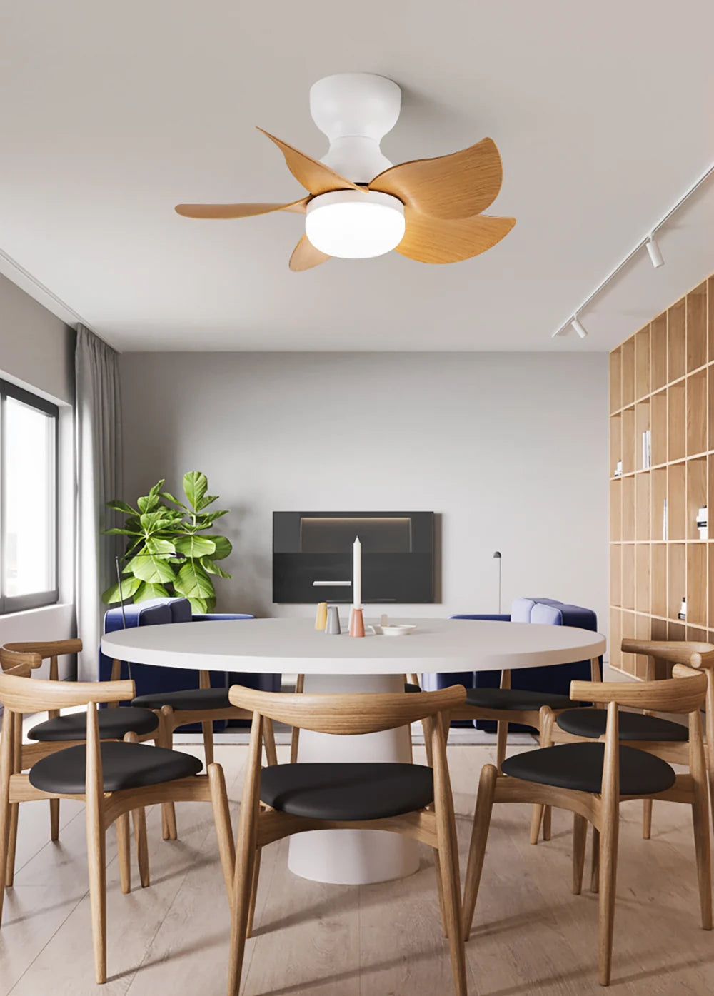 Small 5 Blades Ceiling Fan Lamp