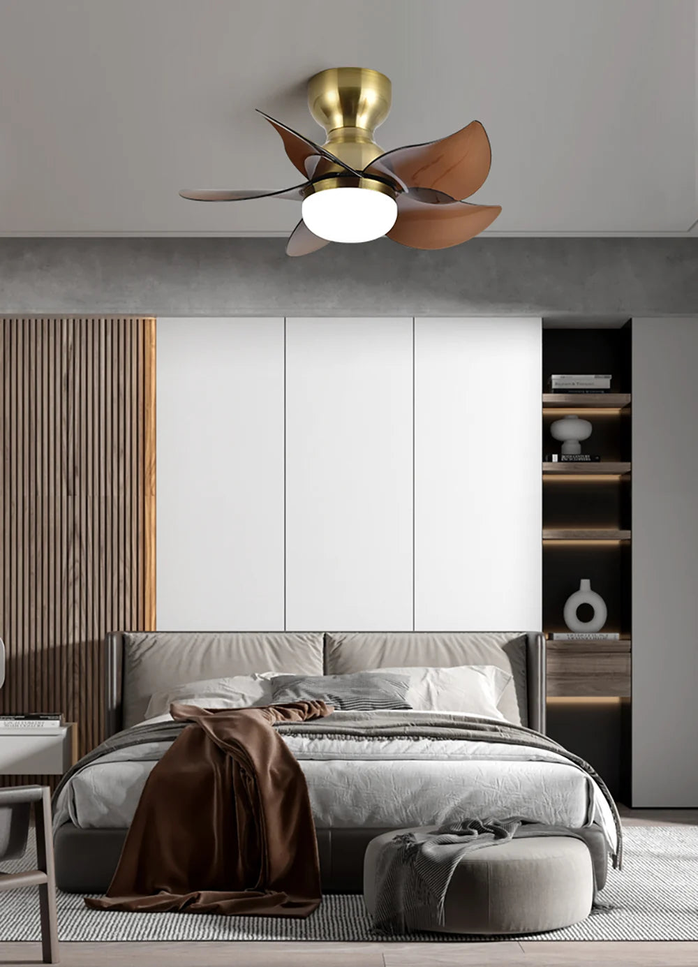 Small 5 Blades Ceiling Fan Lamp