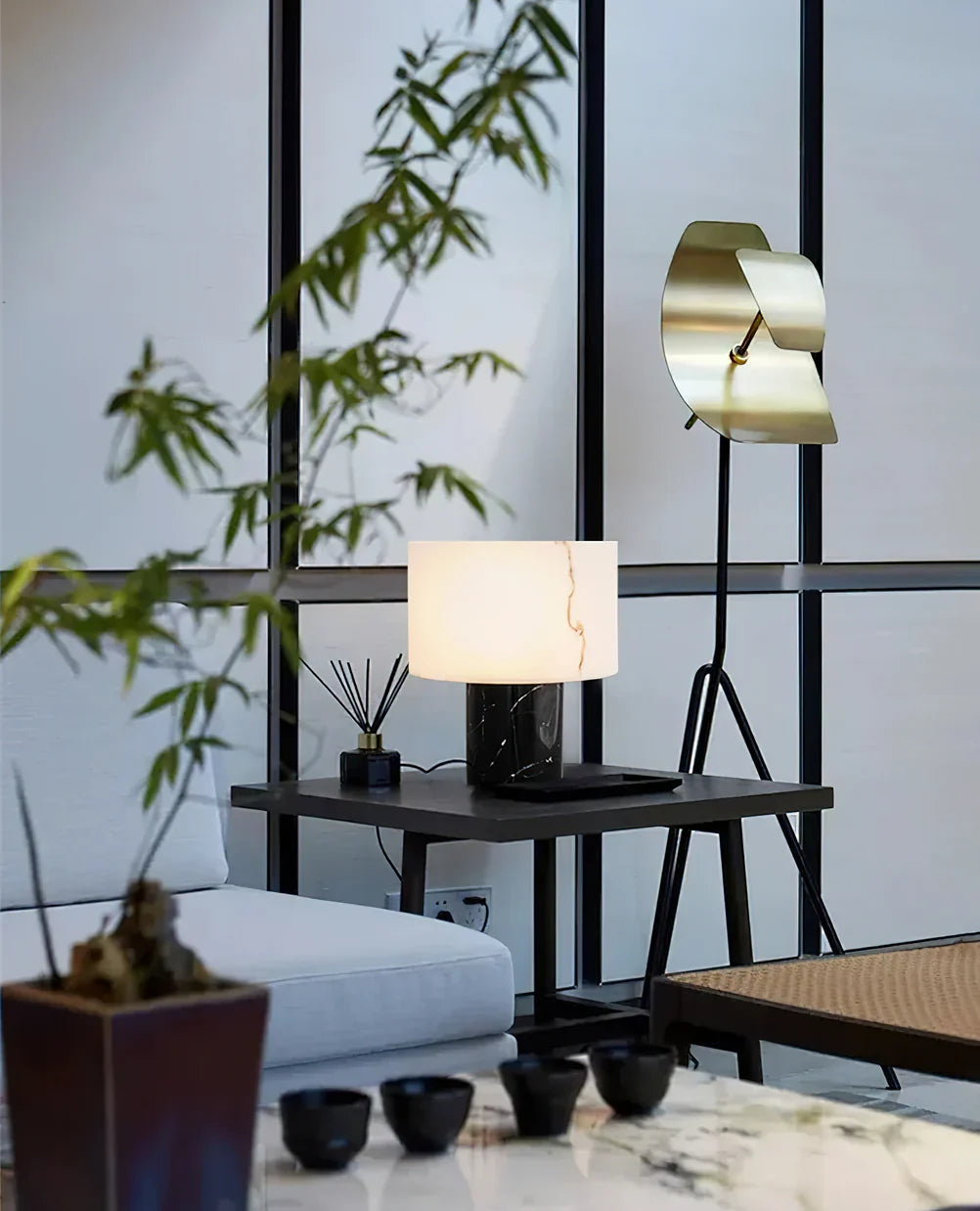 Small Solid Alabaster Table Lamp
