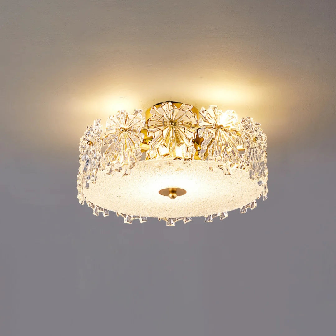 Snowflake Round Glass Ceiling Lamp