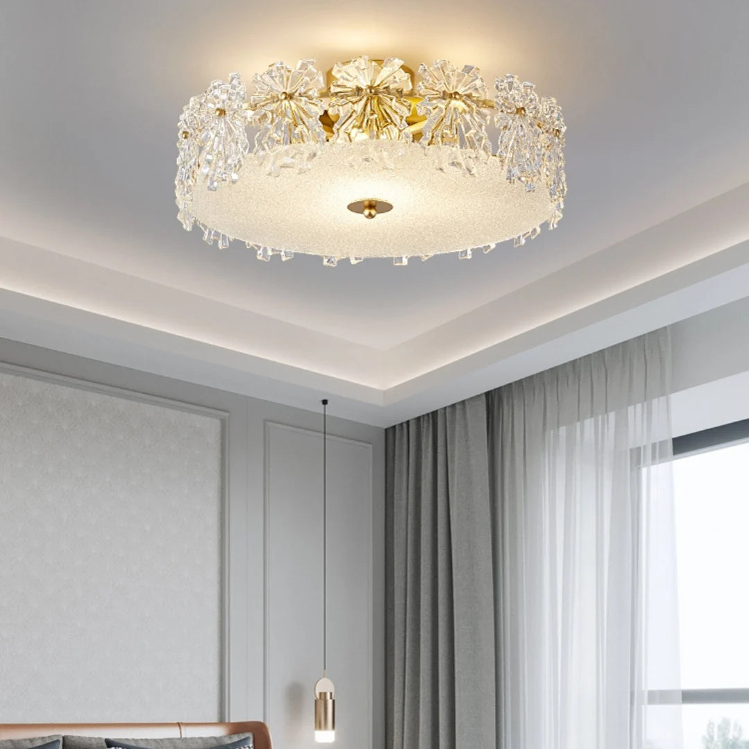 Snowflake Round Glass Ceiling Lamp