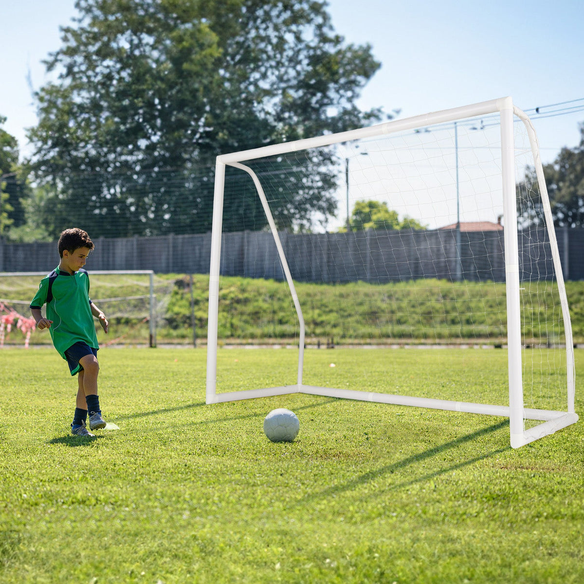 8 × 6 ft Soccer Goal with Net, Ground Stakes & 5 Training Cones