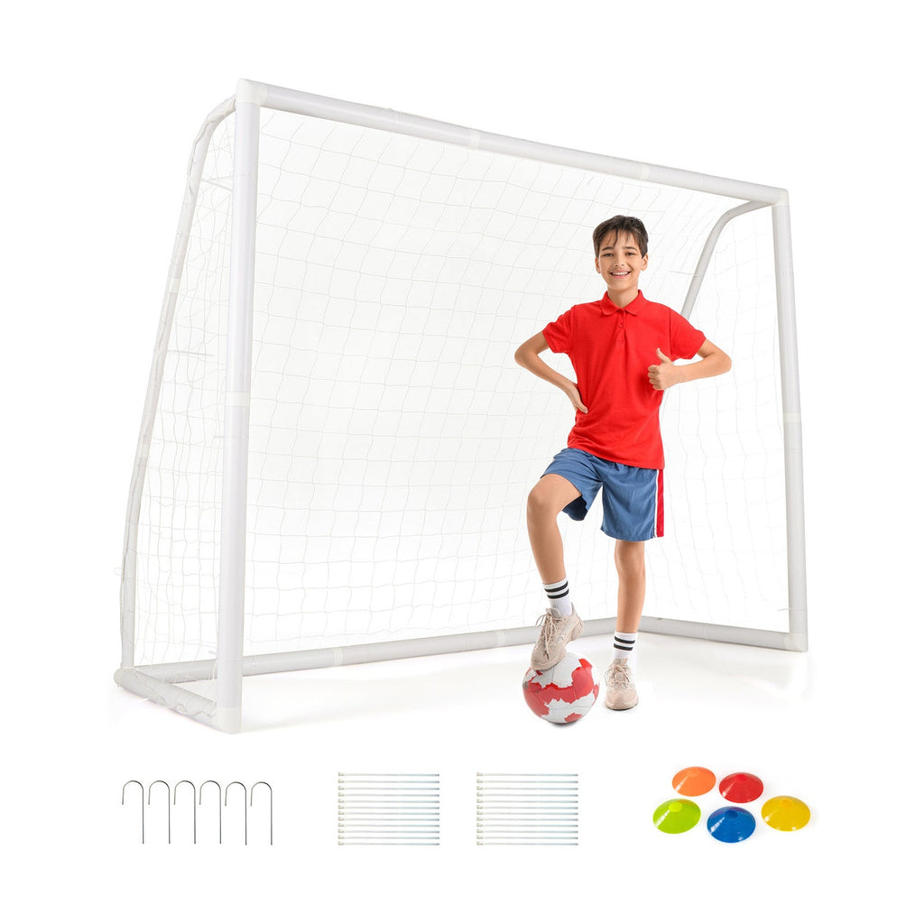 8 × 6 ft Soccer Goal with Net, Ground Stakes & 5 Training Cones