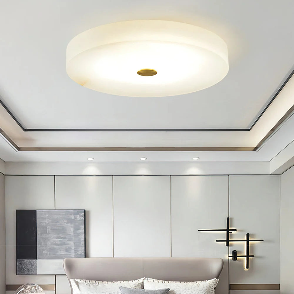 Round Sophie White Alabaster Ceiling Lamp
