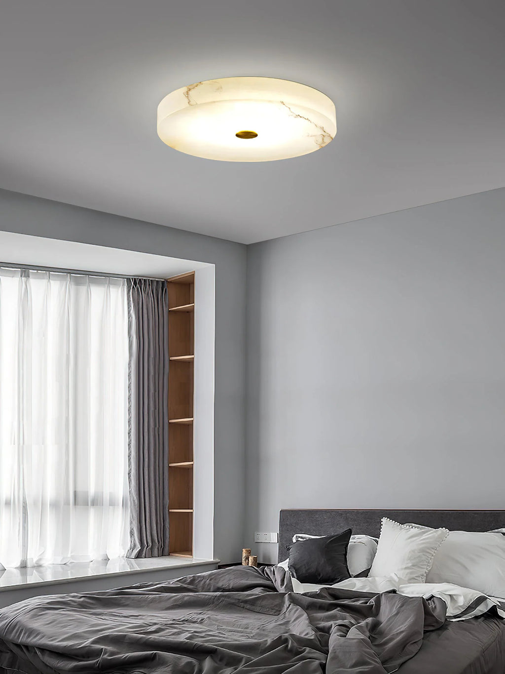 Round Sophie White Alabaster Ceiling Lamp