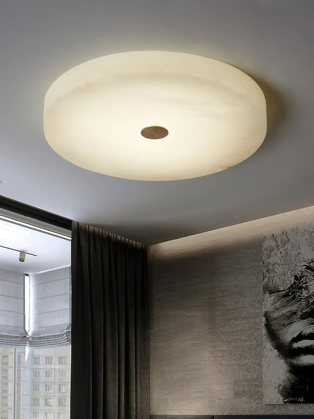 Round Sophie White Alabaster Ceiling Lamp