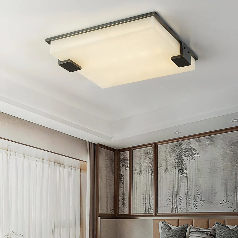 Arle Square Alabaster Black Ceiling Lamp