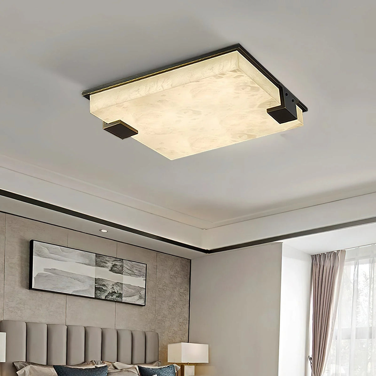 Arle Square Alabaster Black Ceiling Lamp
