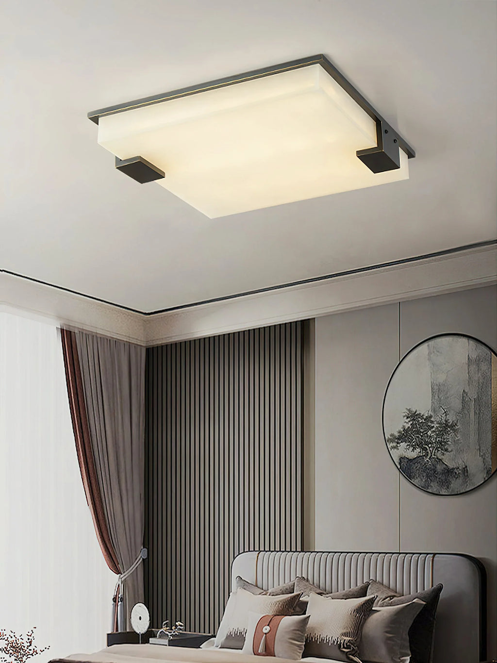 Arle Square Alabaster Black Ceiling Lamp