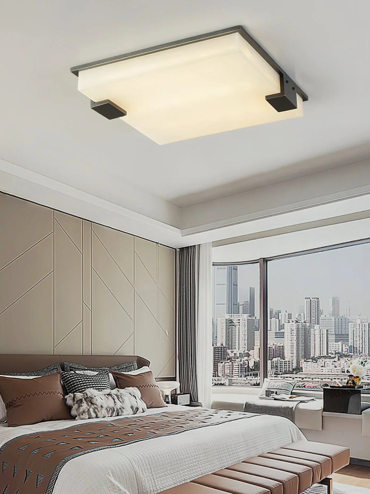 Arle Square Alabaster Black Ceiling Lamp