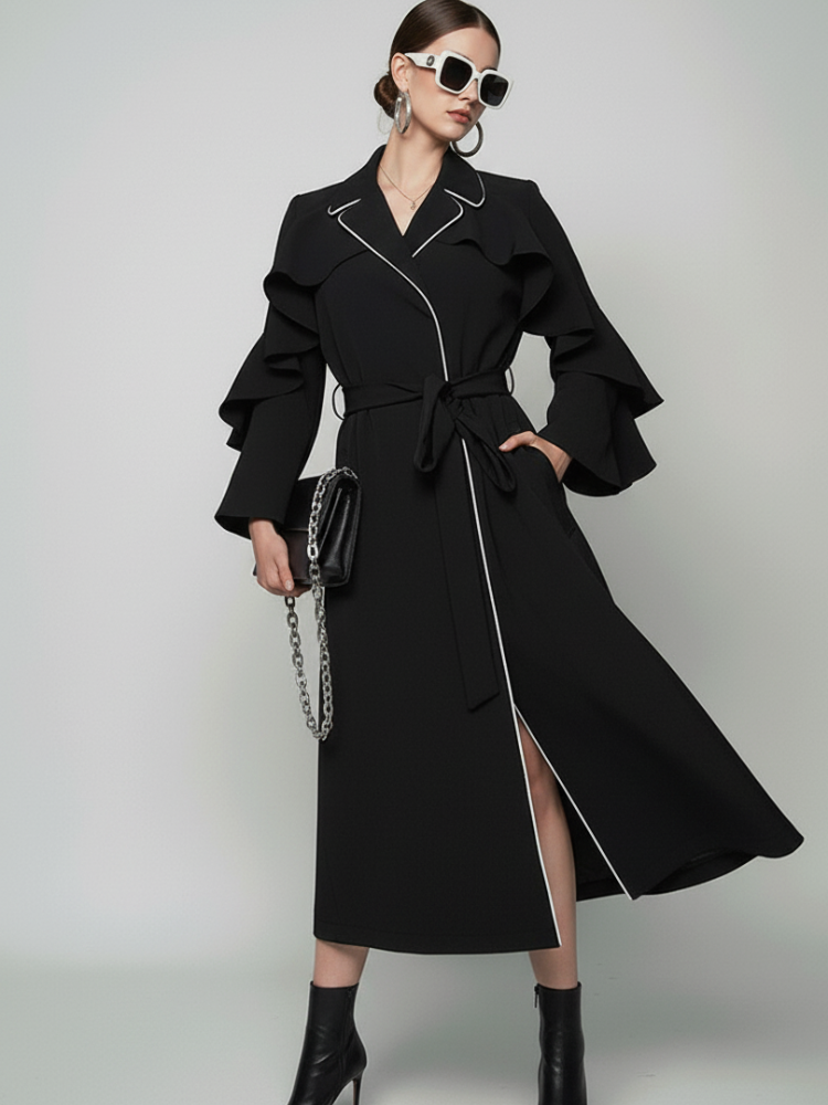 TRIBECA Ruffle Long Coat BYMANYC ® New York