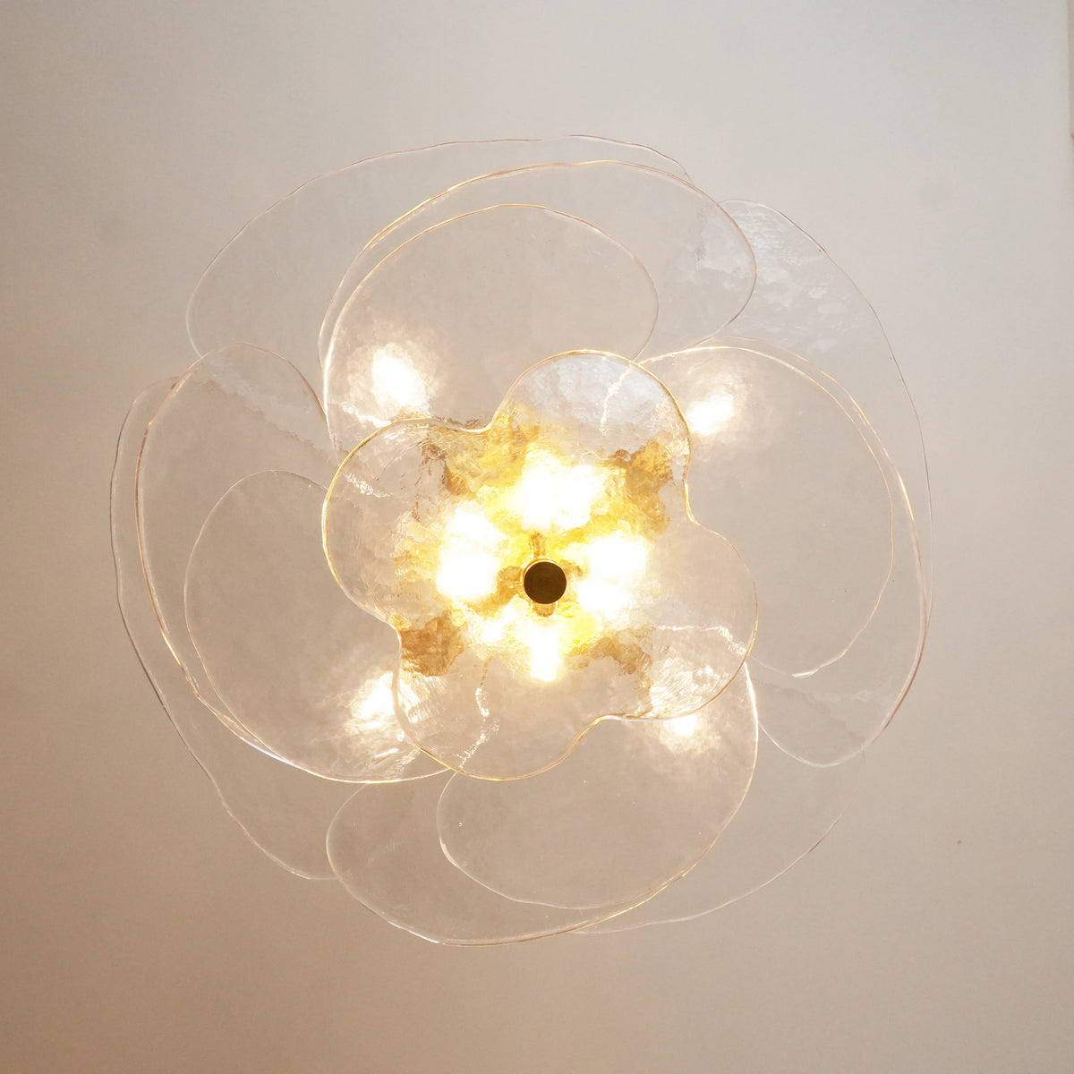 Leaf-Shaped White Textured Glass Chandelier