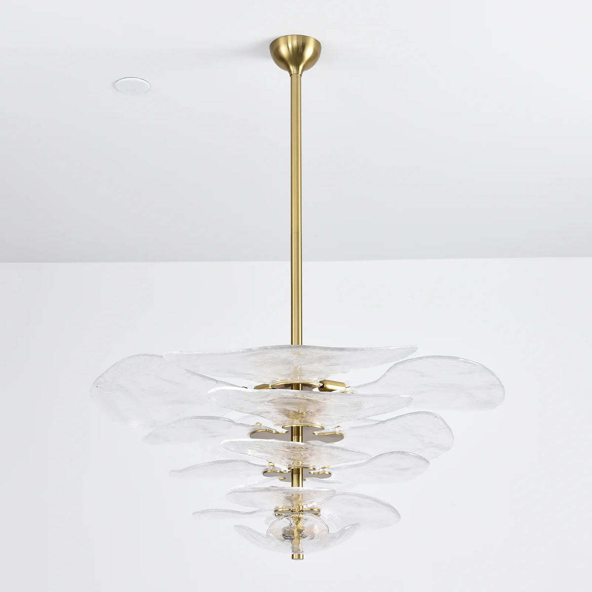 Leaf-Shaped White Textured Glass Chandelier