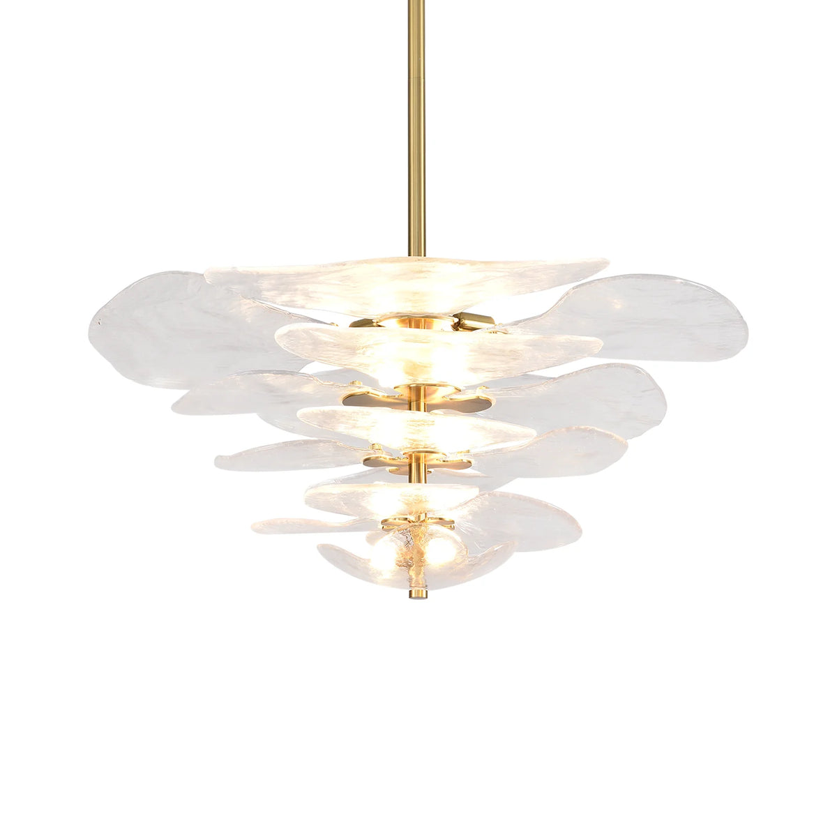 Leaf-Shaped White Textured Glass Chandelier