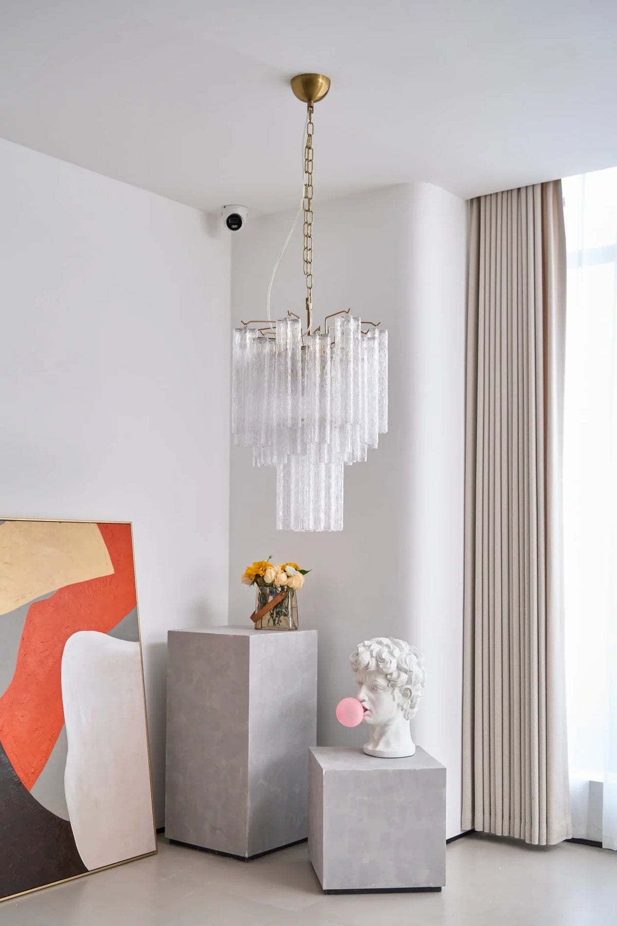 Nevara Fluted Glass Tube Clear Chandelier