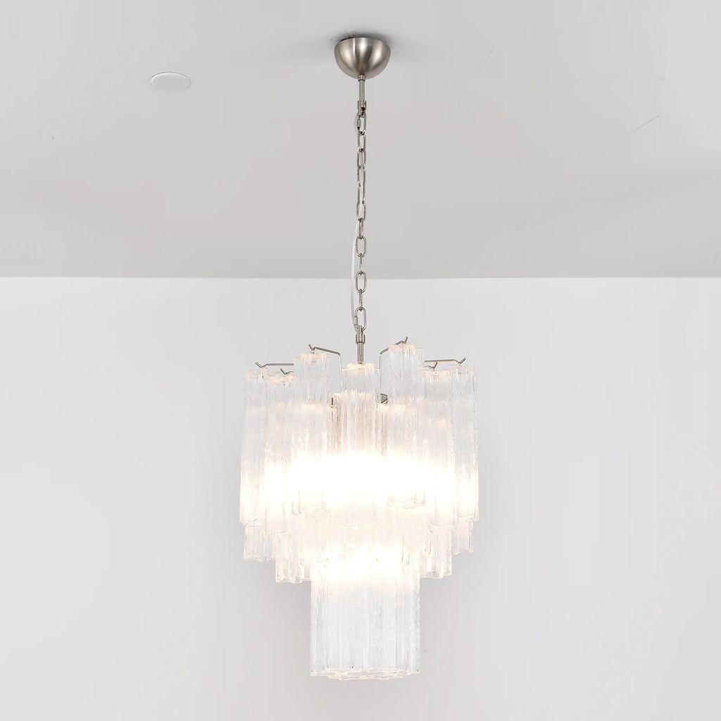 Nevara Fluted Glass Tube Clear Chandelier