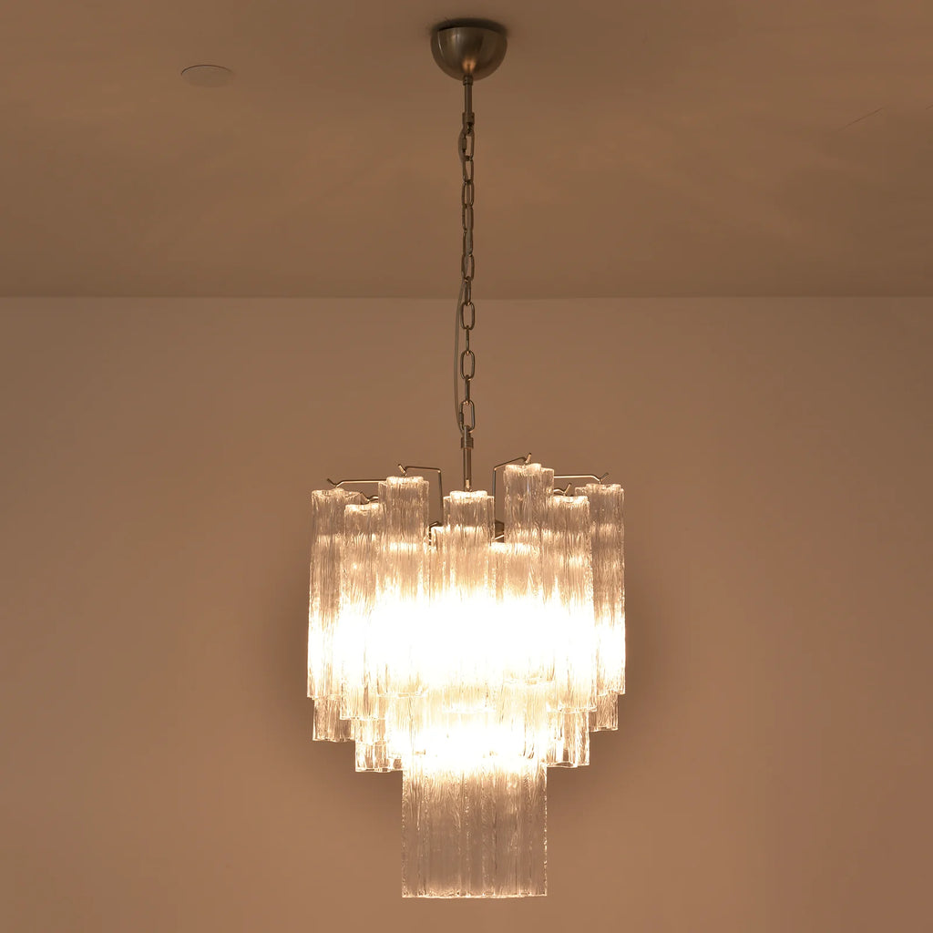 Nevara Fluted Glass Tube Clear Chandelier