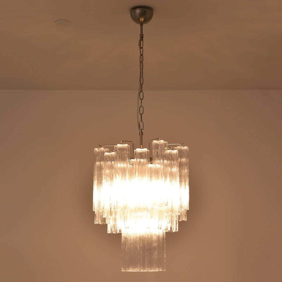 Nevara Fluted Glass Tube Clear Chandelier