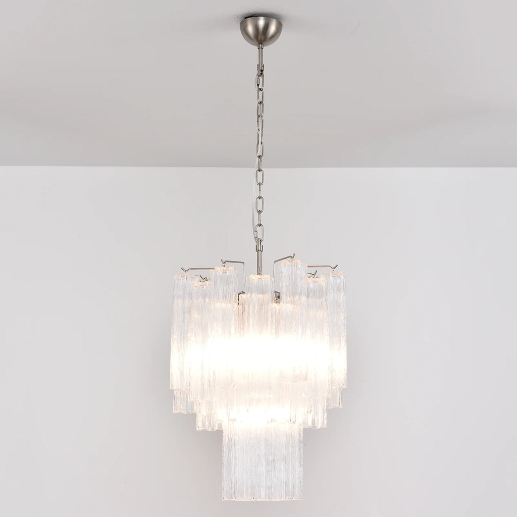 Nevara Fluted Glass Tube Clear Chandelier