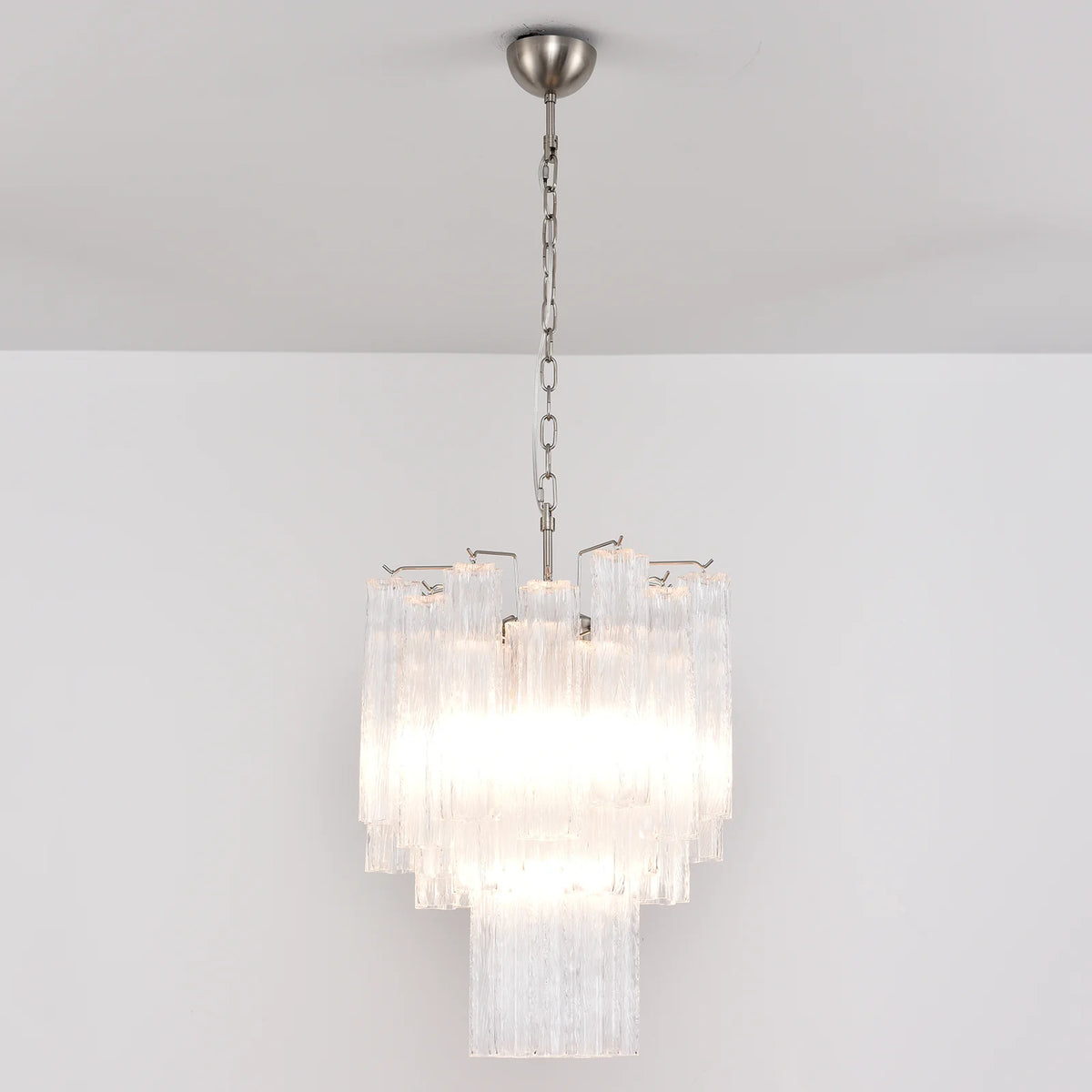 Nevara Fluted Glass Tube Clear Chandelier