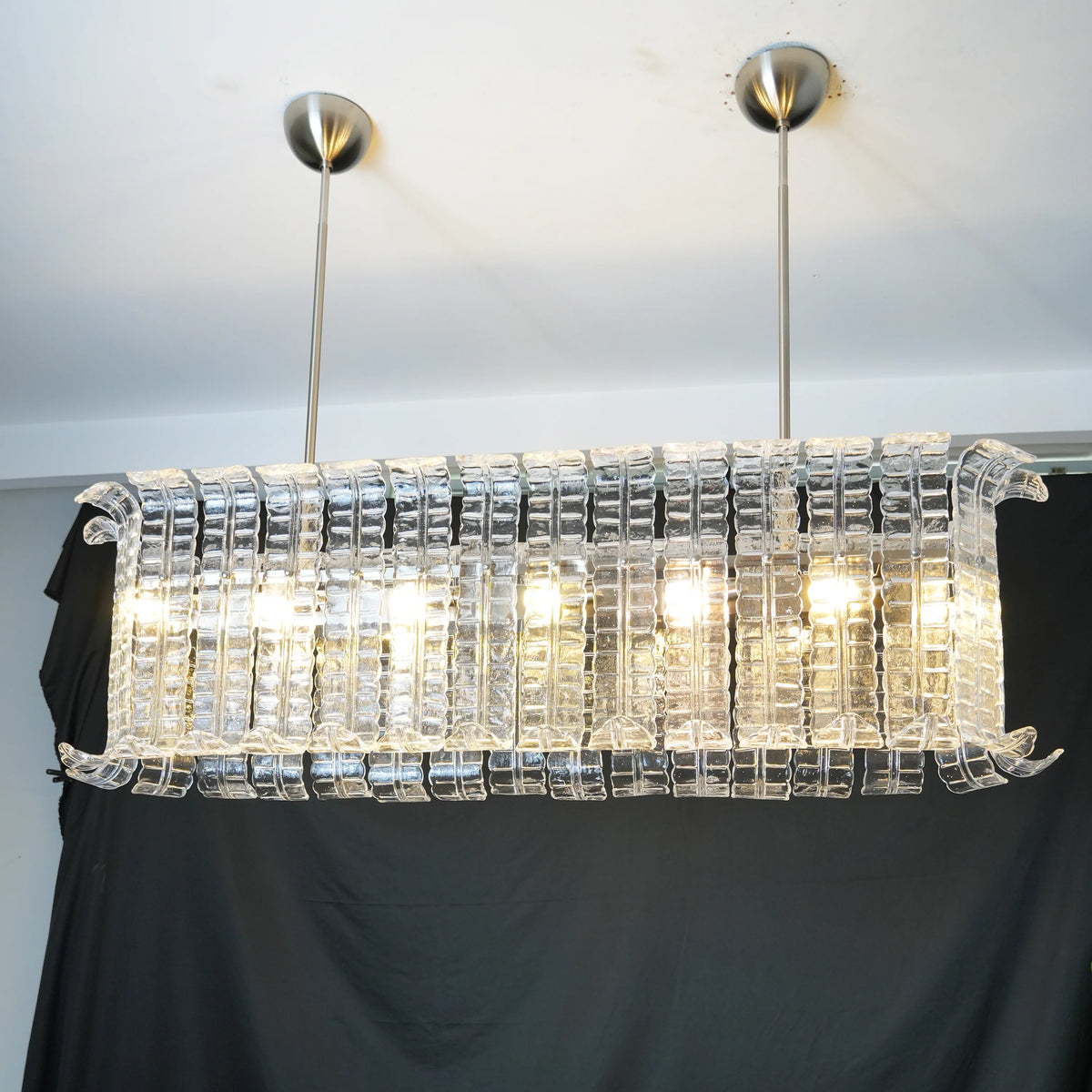 Transparent Murano Leaf Shaped Chandelier