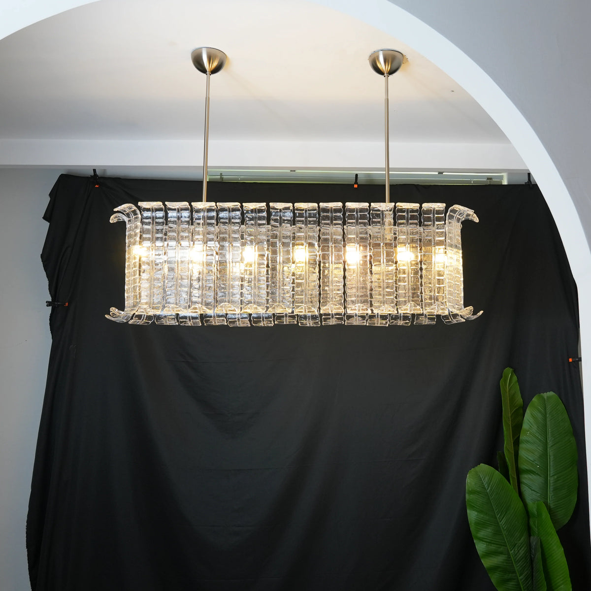 Transparent Murano Leaf Shaped Chandelier