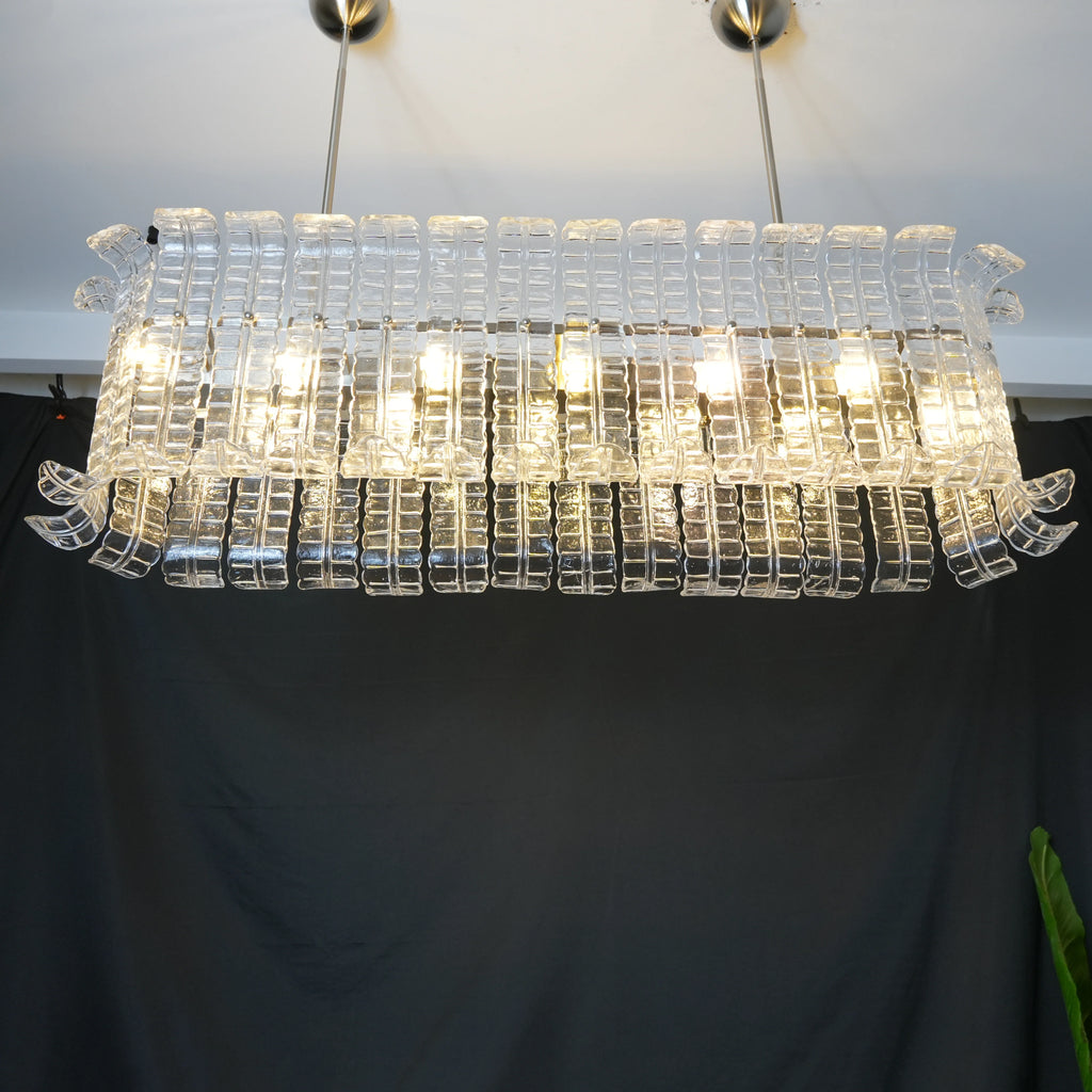Transparent Murano Leaf Shaped Chandelier