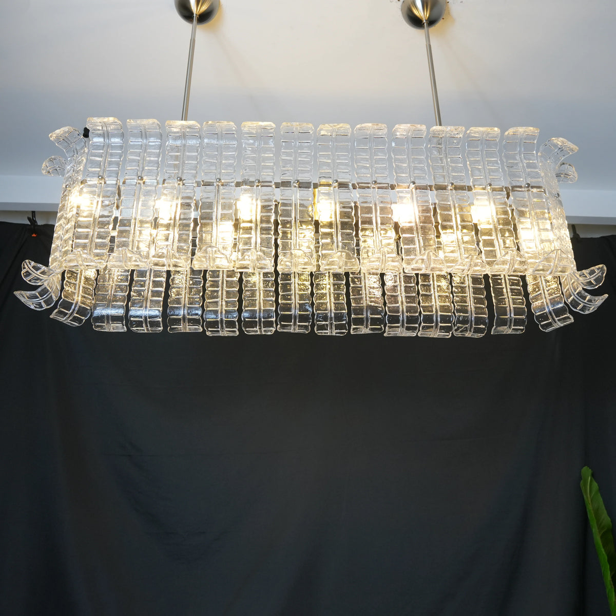 Transparent Murano Leaf Shaped Chandelier