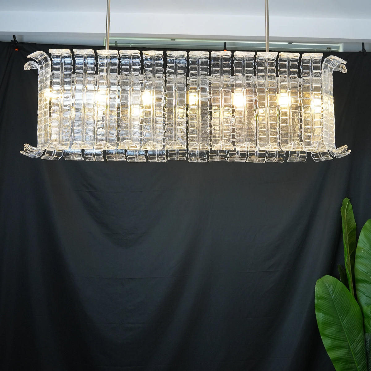 Transparent Murano Leaf Shaped Chandelier