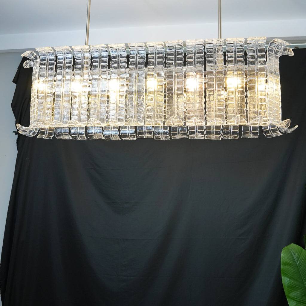 Transparent Murano Leaf Shaped Chandelier