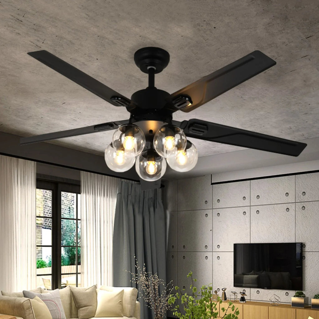 Vintage Glass Ball Ceiling Fan Light