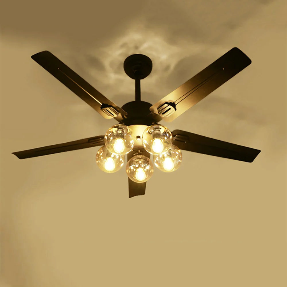Vintage Glass Ball Ceiling Fan Light