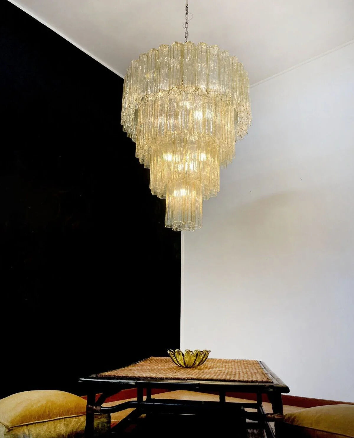Star-Shaped Amber Glass Chandelier