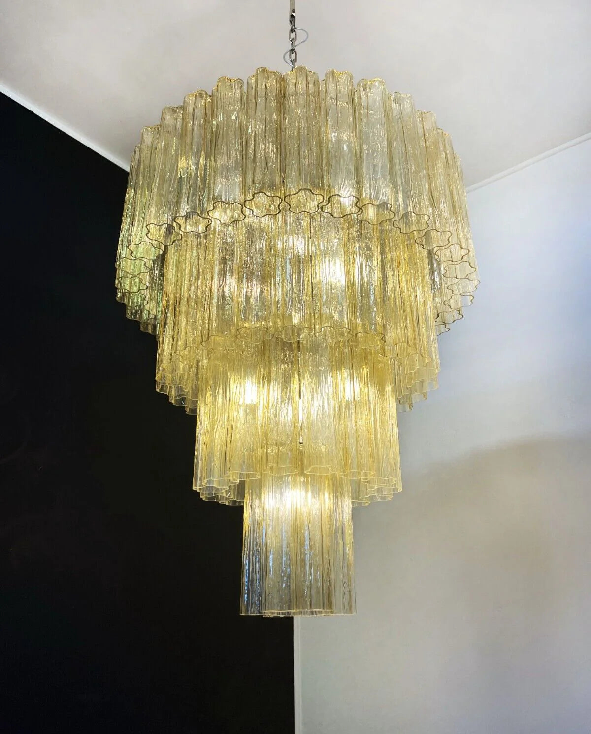 Star-Shaped Amber Glass Chandelier