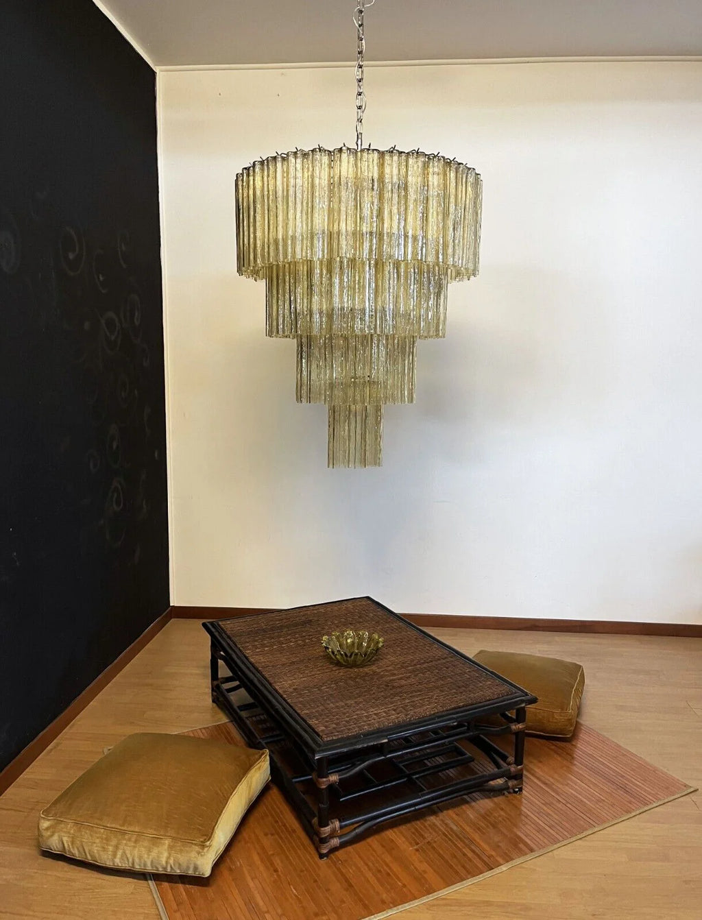 Star-Shaped Amber Glass Chandelier