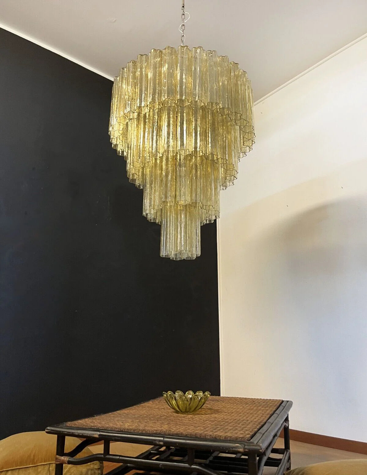 Star-Shaped Amber Glass Chandelier