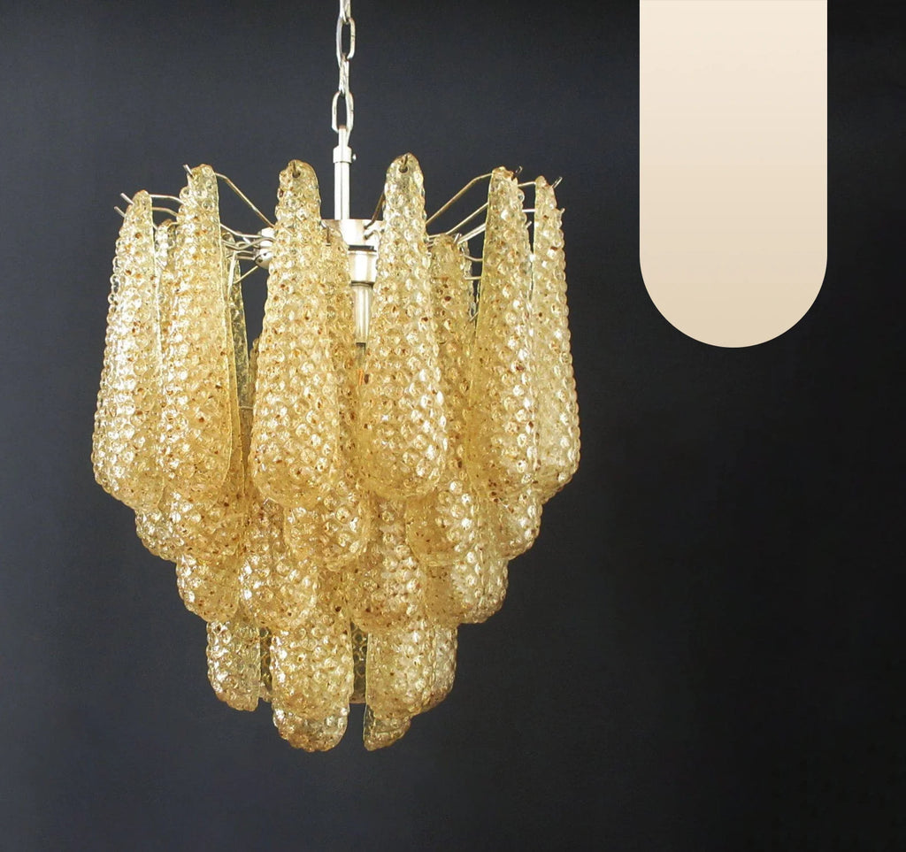 Vintage Murano Amber Glass Petals Chandelier