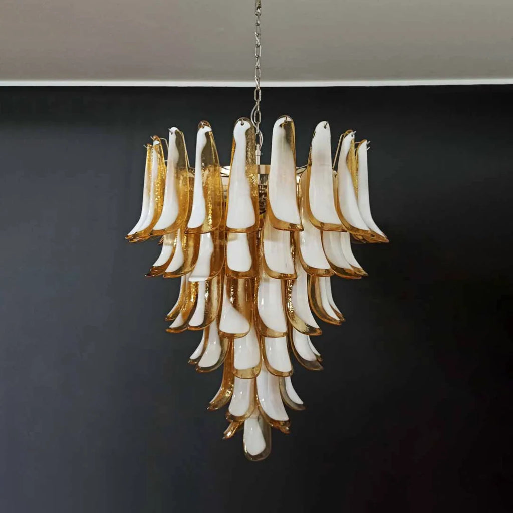 Vintage Murano Caramel Glass Petals Chandelier