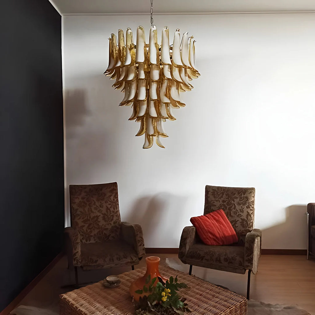 Vintage Murano Caramel Glass Petals Chandelier